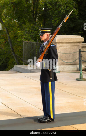 Guarding the tomb of the unknown soldier, arlington national cemetery Stock Photo