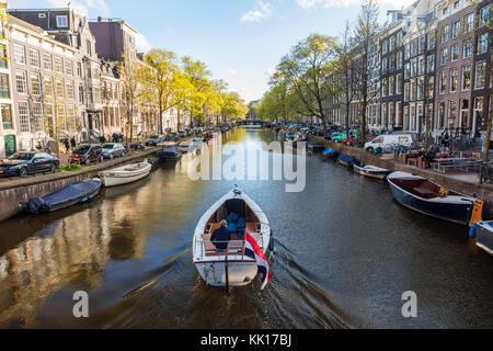 Amsterdam North Holland The Netherlands - May 2016: Canal, central