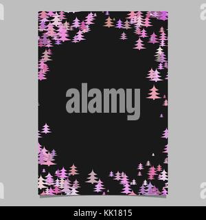Abstract random seasonal pine tree design brochure template - blank winter vector page graphic on black background Stock Vector