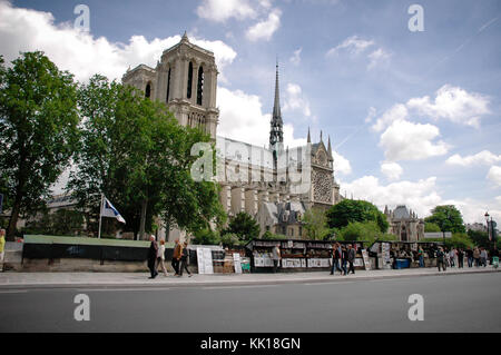Famous Medieval Cathedral Notre-Dame de Paris the finest example of French Gothic architecture and among the largest churches in France Stock Photo