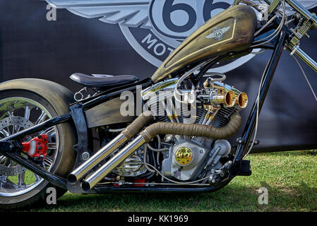 Harley Davidson custom chopper motorbike. Stock Photo