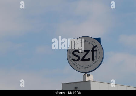 Fohnsdorf, Austria - 29.09.2017: The Schulungszentrum Fohnsdorf rotating logo Stock Photo