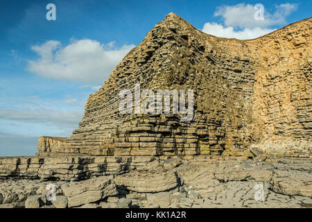 Limestone Cliffs at Nash Point Beach on the Glamorgan Heritage Coast in south Wales Stock Photo