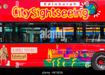 Edinburgh scotland edinburgh citysightseeing bus sightseeing bus tour in a red bus edinburgh scotland uk gb europe