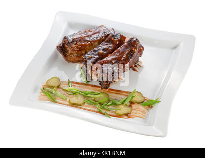 grilled pork ribs with sauce. Stock Photo