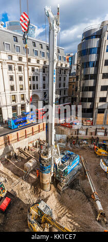 The Whole Block Site, the building construction site for the new entrance from Cannon Street to Bank Station, BSCU (Bank Station Capacity Upgrade) Stock Photo