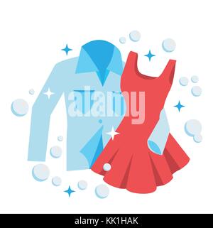 Clean Laundry shirt and dress embrace, concept for love and romance Stock Vector