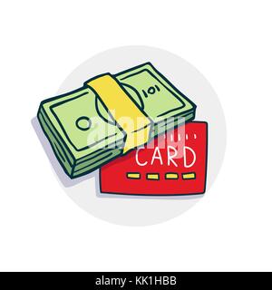 bundle of money and credit card icon Stock Vector