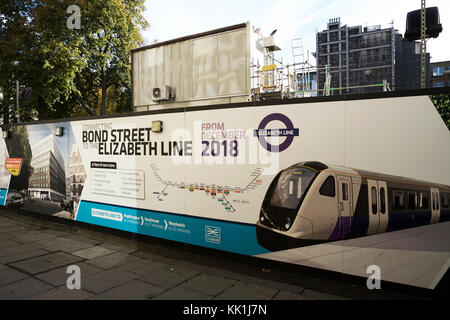 Connecting Bond Street station to the Elizabeth Line 2018. Street poster London UK. Stock Photo