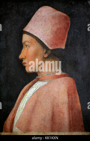 Francesco Gonzaga (1444-1483). Italian bishop. Portrait by Andrea Mantegna (1431-1506), ca.1470. Farnese Collection. National Museum of Capodimonte. Naples. Italy. Stock Photo