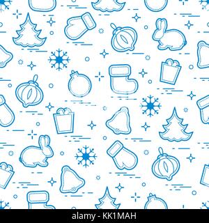 New Year and Christmas seamless pattern. Winter holidays. Design for banner, poster or print. Stock Vector