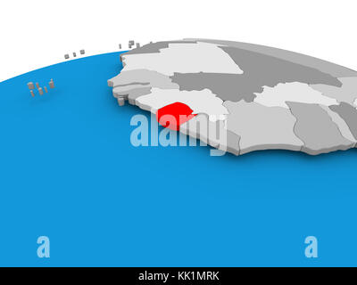 Sierra Leone highlighted in red on political globe with transparent ...