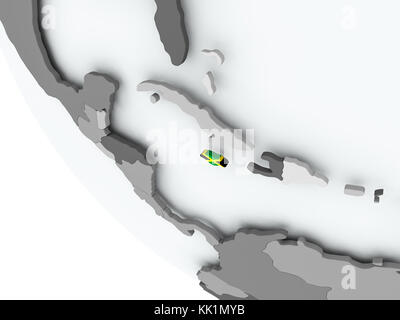 Jamaica on political globe with embedded flags. 3D illustration. Stock Photo