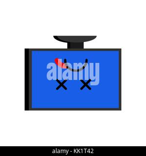 Broken computer. Dead PC Emoji. Blue screen of death. Vector illustration Stock Vector