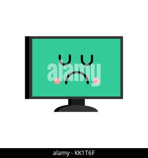 Sad computer emoji. sorrowful PC emotion. Vector illustration Stock Vector