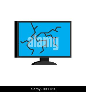 Broken computer. Crack on display PC. Vector illustration Stock Vector