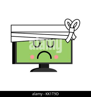 Sick computer. sore PC Emoji. Monitor in bandage. Vector illustration Stock Vector