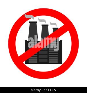 Factory Forbidden Symbol. No Factory Pollution Symbol Isolated Stock 