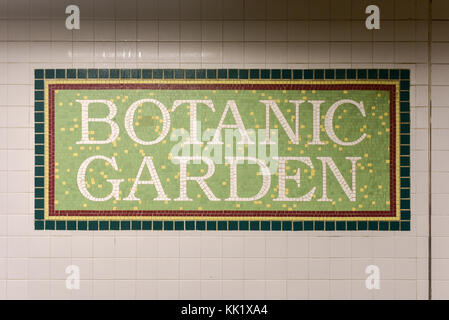 Brooklyn, New York - January 10, 2016: Botanic Garden Subway Stop in Brooklyn, New York in the New York City subway system. Stock Photo