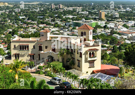 Castillo Serralles (Serralles Castle) is a mansion located in the city of Ponce, Puerto Rico, overlooking the downtown area (Ponce Pueblo). Stock Photo