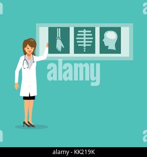 Doctor with Xray films. Vector Illustration Stock Vector