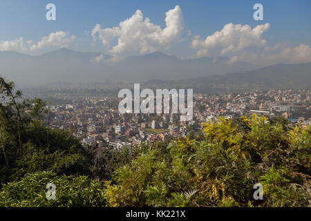 View over Kathmandu and Himalayas, Nepal. Stock Photo