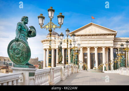 The Archeological Museum of Macedonia and the Bridge of Civilizations, Skopje, Republic of Macedonia Stock Photo