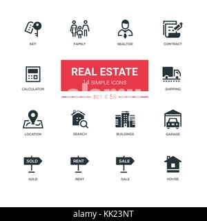 Business concept, real estate - line design icons set Stock Vector