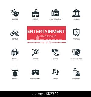 Entertainment - line design icons set Stock Vector