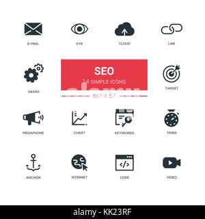 Business concept, SEO - line design icons set Stock Vector