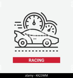 Racing game - line design single isolated icon Stock Vector