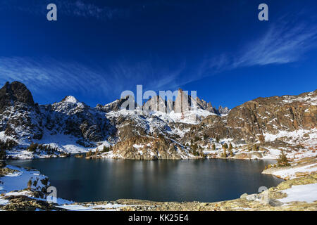 Hike to beautiful  Minaret Lake, Ansel Adams Wilderness, Sierra Nevada, California,USA.Autumn season. Stock Photo