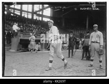 (Nap Rucker, throwing, and Chief Meyers, catcher standing still, Brooklyn NL (baseball)) (LOC) (23052684730) Stock Photo