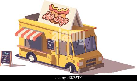 Vector low poly hot dog food truck Stock Vector