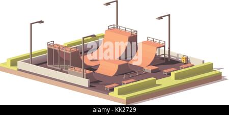 Vector low poly skate park Stock Vector