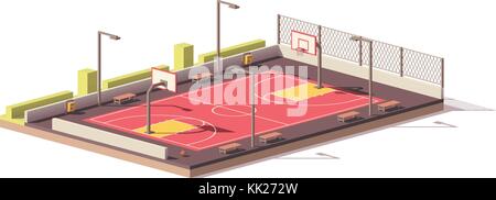 Vector low poly basketball court Stock Vector