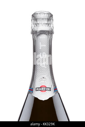 LONDON, UK - November 24, 2017: Bottle of sparkling wine Martini Asti on white background. Produced in Italy Stock Photo