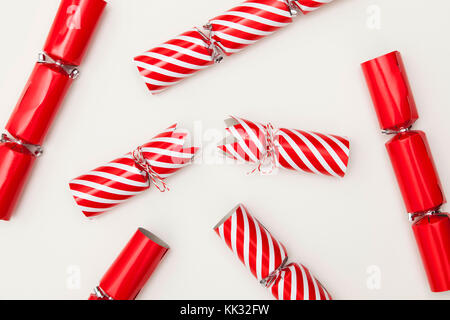 Christmas crackers on a white background crackers Stock Photo