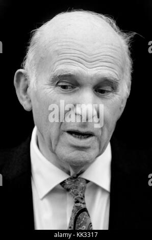 Sir Vince Cable (Leader of the Liberal Democratic Party) on College Green, Westminster, discussing Philip Hammonds budget, 22nd Nov 2017 Stock Photo