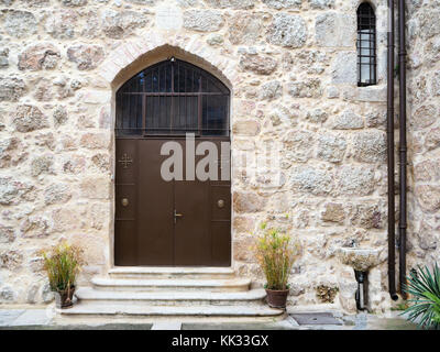 outside old church door in Jerusalem Stock Photo
