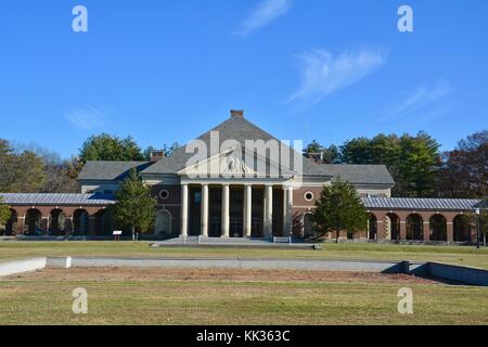 The historic labs, baths, and Hall of Springs buildings at the Saratoga Spa State Park in Saratoga Springs, Upstate New York, USA. Stock Photo