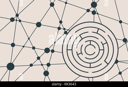 Circular maze black on a white background Stock Vector