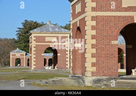 The historic labs, baths, and Hall of Springs buildings at the Saratoga Spa State Park in Saratoga Springs, Upstate New York, USA. Stock Photo