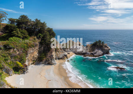 Pacific Ocean beach and falls in Califirnia Stock Photo