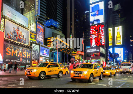 Shine of the Times Square at night in New York Stock Photo