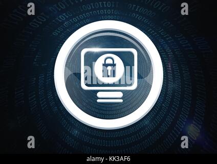 Digital composite of Security lock icon on computer Stock Photo