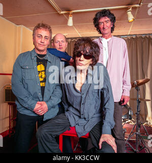 The Only Ones, An English rock band photographed in their rehearsal studios after reforming in 2007, London, England, United Kingdom. Stock Photo