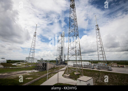 SpaceX's Falcon 9 rocket launched the AsiaSat 6 satellite to a geosynchronous transfer orbit in the early morning hours of Sunday, September 7th, 2014. Stock Photo