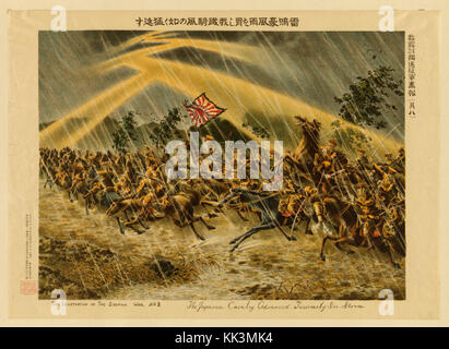 The Illustration of the Siberian War, No. 8, The Japanese cavalry advanced furiously in storm (LOC ppmsca.08210) Stock Photo