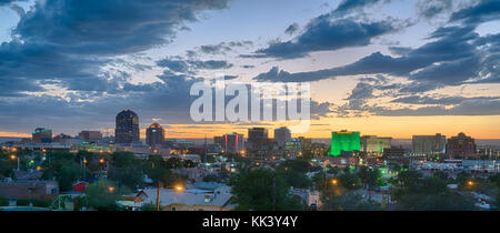 ALBUQUERQUE, NM - OCTOBER 12: Albuquerque, New Mexico Skyline at sunset on October 12, 2017 Stock Photo